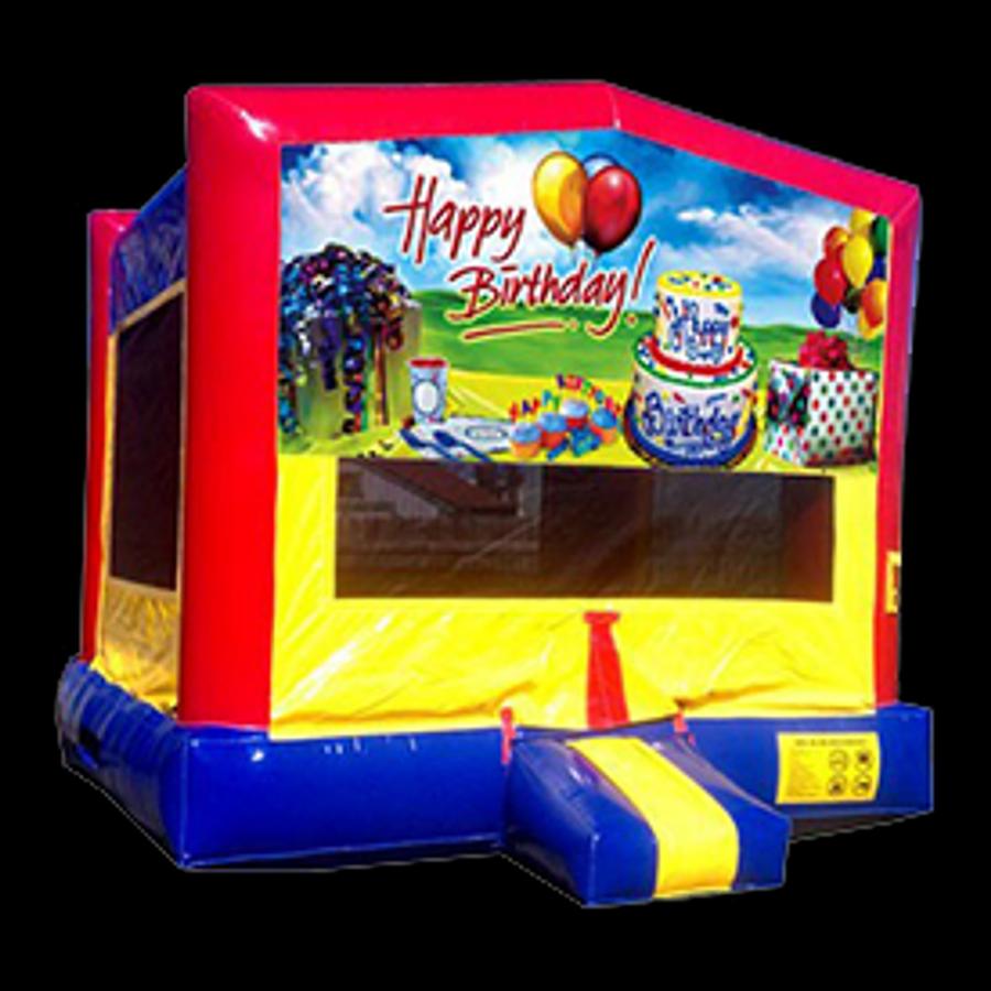 Happy Birthday themed bounce house rental Austin TX - Jump Around Party Rentals